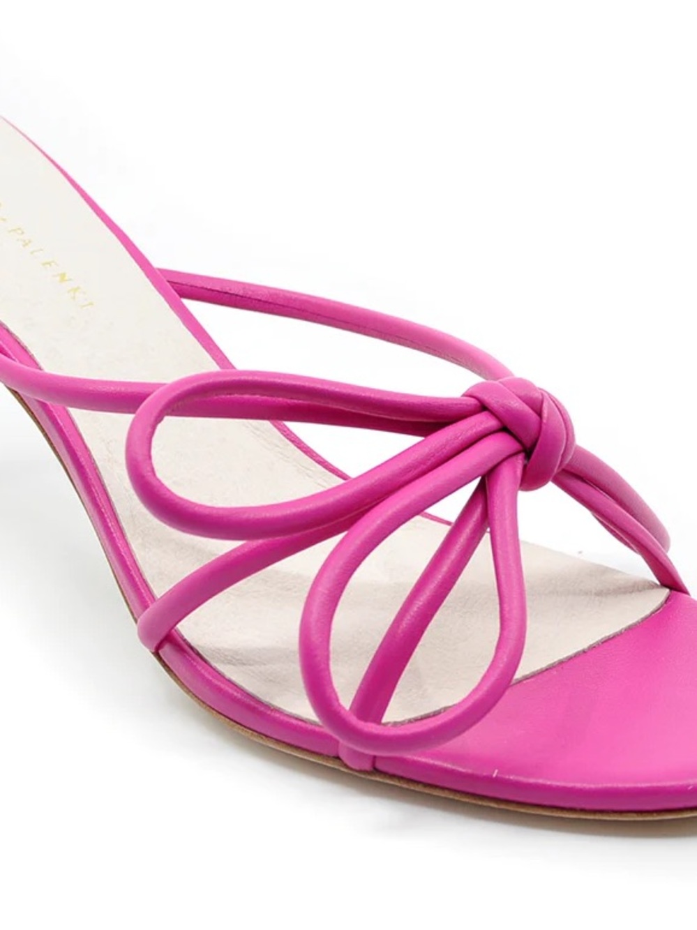 KOKO + Palenki Barely Fuchsia Leather String Bow Slide Heel - Picture 6 of 6